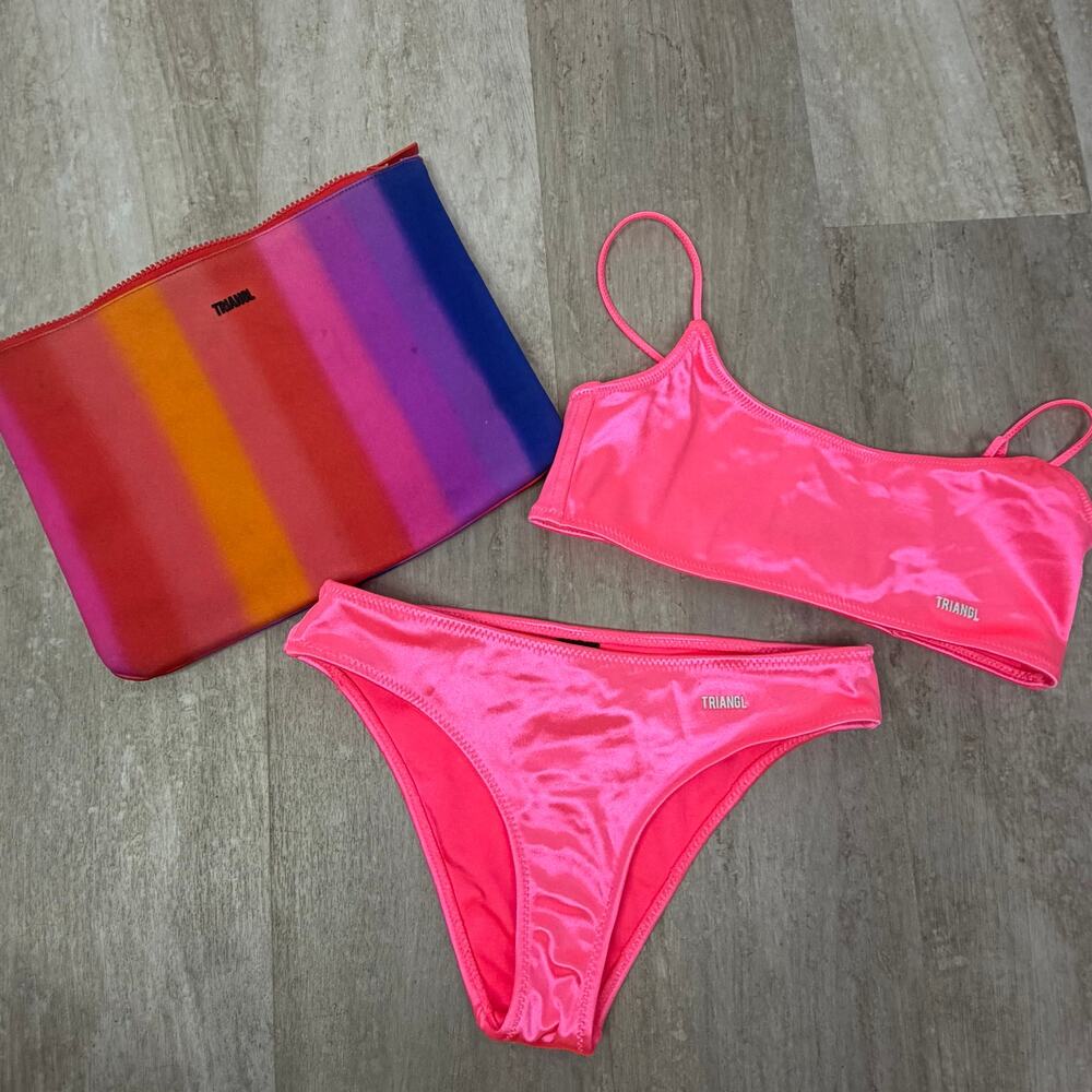 Triangl Mylos Pink Pop Luna Metallic Bikini Swimsuit Size M/S